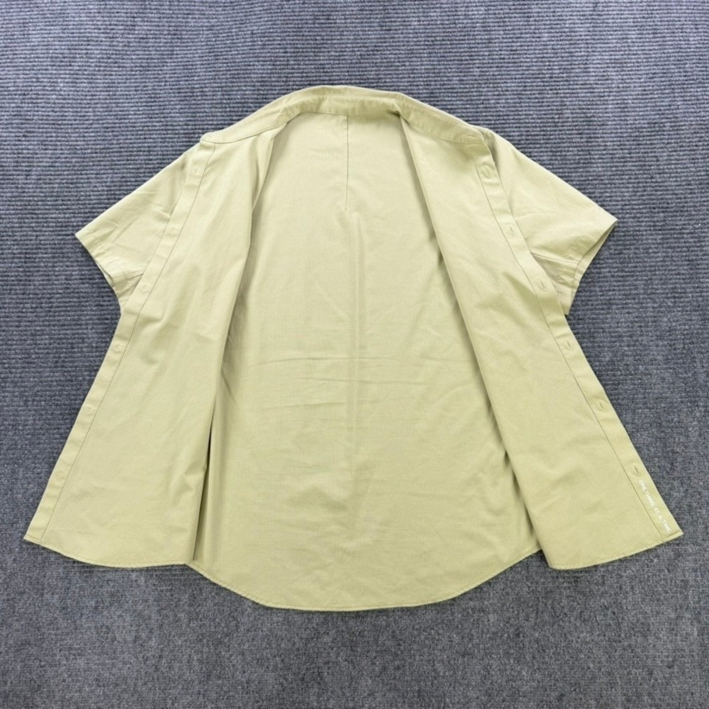 Lululemon Men Large Short Sleeve Button Up Tech Shirt Green Grid Ripstop READ - Picture 4 of 11